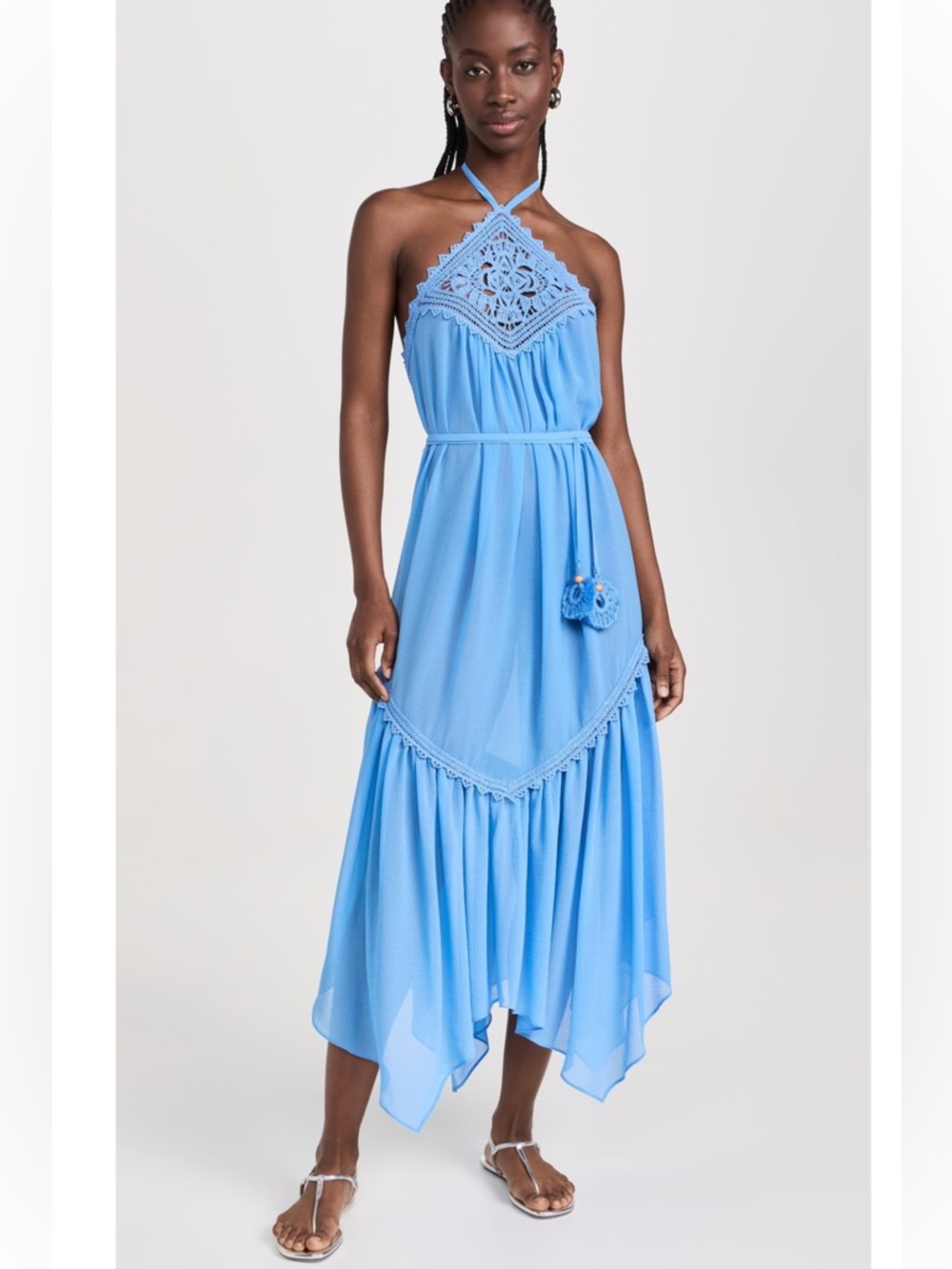 NWT 🐬 Ramy Brook
Patsy Dress Crochet Midi Dress Cover up in Sky Blue